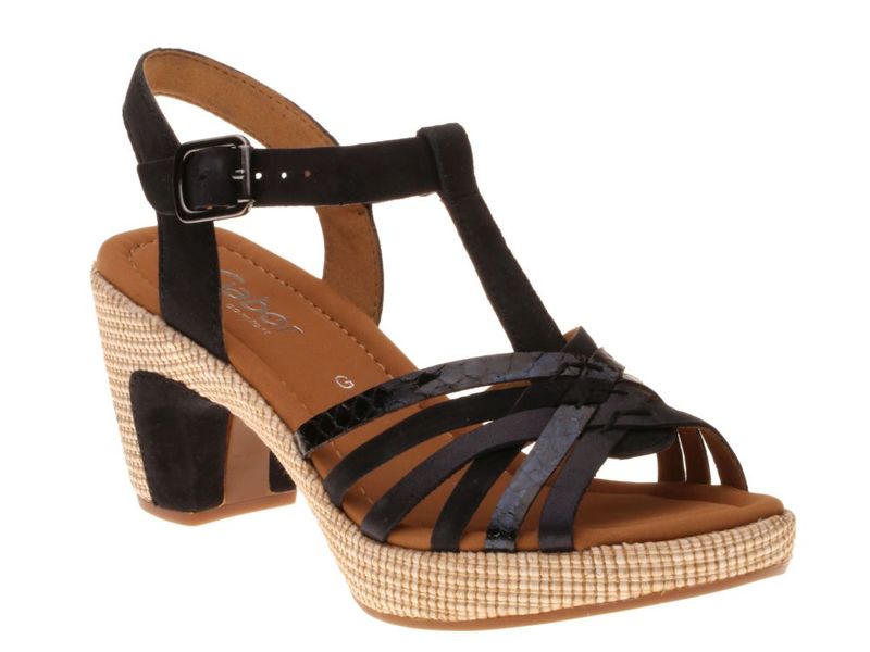 Gabor Comfort sandalen met hak blauw - Schoenen.nl