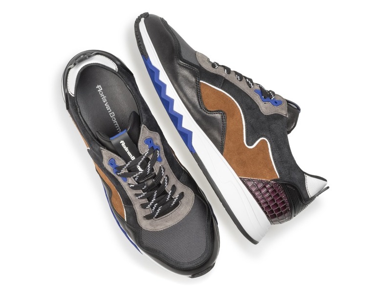 Floris van Bommel 16092 sneaker grijs combi neon/groen - Alleen bij Pa