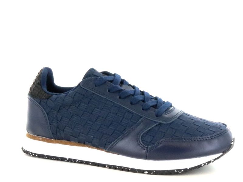 Woden Dames Sneakers Blauw croco sneaker | Van den Assem
