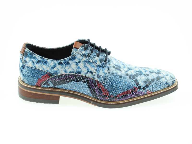 Jens7en Jens7en veterschoen in blauw snake print online kopen.
