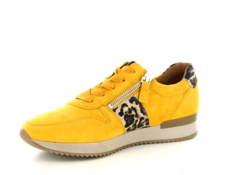 Gabor 43.420-10 F sneaker veter/rits blauw croco combi - Alleen bij Pa